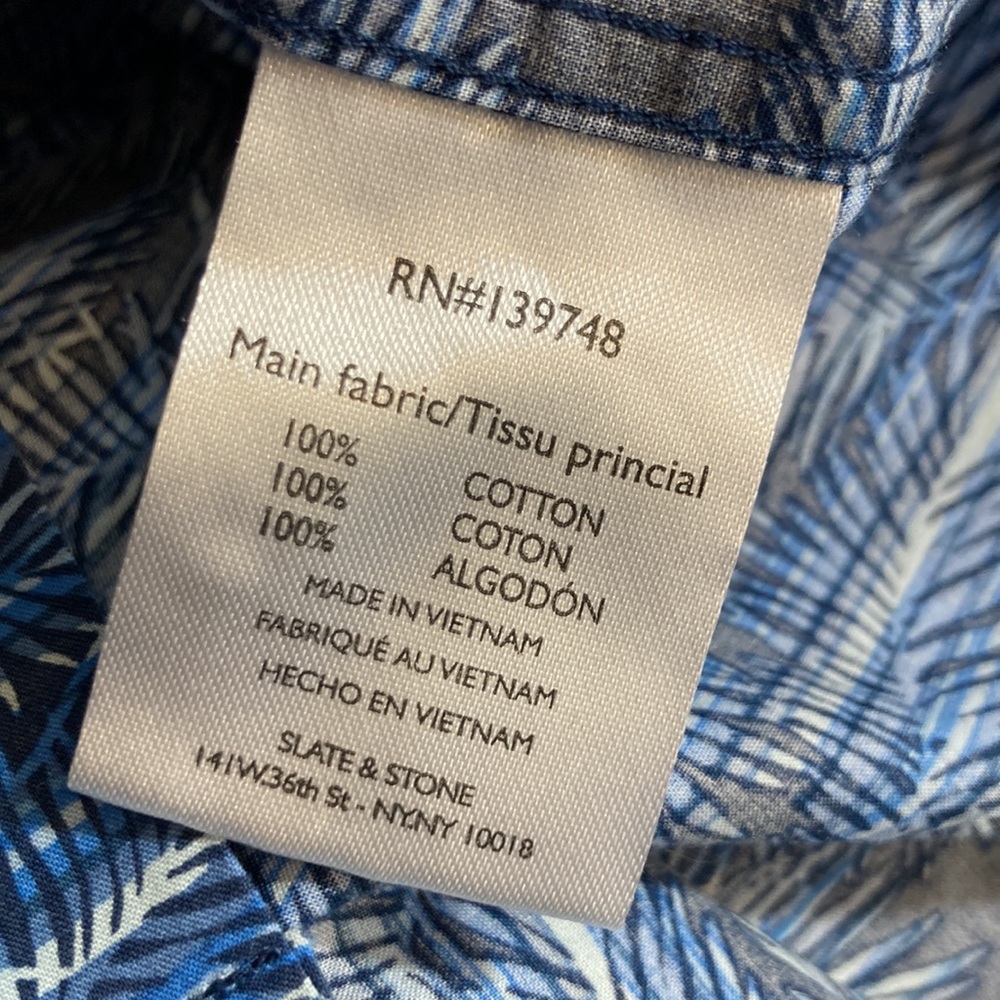 ๐ Slate & Stone Bates Blue Stripe Leaves Shirt - Picture 6 of 10